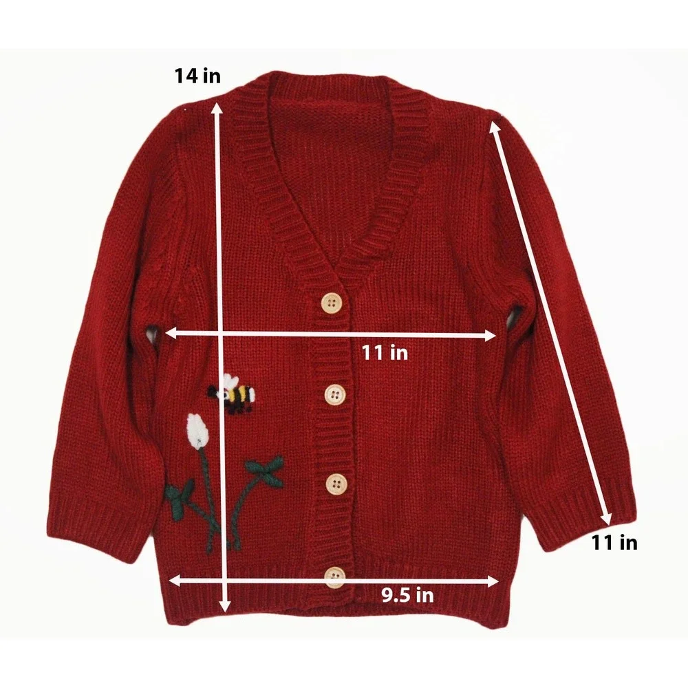 Toddler Girls Burnt‎ Orange Knit Cardigan Sweater Size 100 cm (3T)